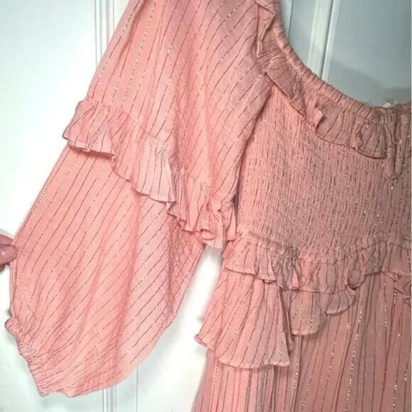 Spell & The Gypsy Clementine Mermaid Smocked Tiered Ruffle Maxi Dress XS - Picture 6 of 14